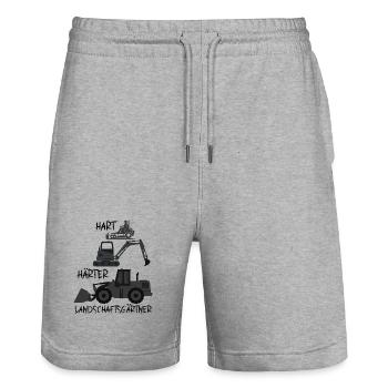 Baumaschinen-Spektakel am Bau - Stanley/Stella Unisex Bio Joggingshorts Trainer  - Grau meliert - Vorne - Nik (191cm) & Marisol (170cm)