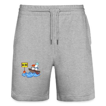Moin Seemann Möwe Seemöwe Boot - Stanley/Stella Unisex Bio Joggingshorts Trainer  - Grau meliert - Vorne - Nik (191cm) & Marisol (170cm)