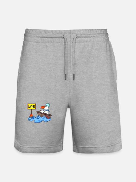 Moin Seemann Möwe Seemöwe Boot - Stanley/Stella Unisex Bio Joggingshorts Trainer - Grau meliert