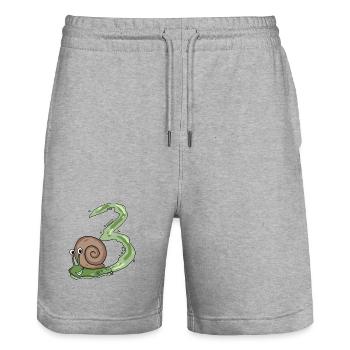 Escargot 3e anniversaire - cadeau 3 ans - Short de jogging bio TRAINER Stanley/Stella unisexe - gris chiné - Devant - Nik (191cm) & Marisol (170cm)