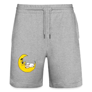 Sheep moon sleeping cute gift - Stanley/Stella Trainer Unisex Organic Jogging Shorts - heather grey - Front - Nik (191cm) & Marisol (170cm)
