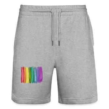 Étincelles de coup de pinceau arc-en-ciel - Short de jogging bio TRAINER Stanley/Stella unisexe - gris chiné - Devant - Nik (191cm) & Marisol (170cm)