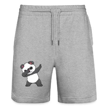Panda Dabbing Kawaii - Stanley/Stella Trainer Unisex Organic Jogging Shorts - heather grey - Front - Nik (191cm) & Marisol (170cm)