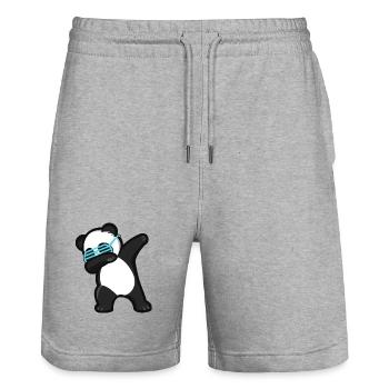 Dabbing Panda Panda Bear - Stanley/Stella Trainer Unisex Organic Jogging Shorts - heather grey - Front - Nik (191cm) & Marisol (170cm)