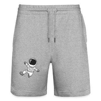 Astronaut motif - Stanley/Stella Trainer Unisex Organic Jogging Shorts - heather grey - Front - Nik (191cm) & Marisol (170cm)