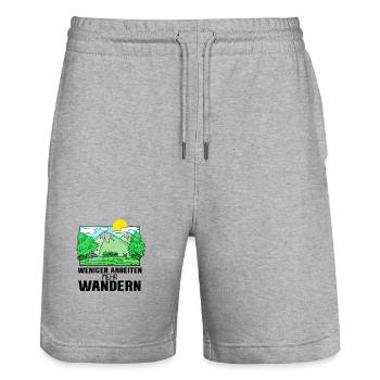 Wandern Berge Wanderer - Stanley/Stella Unisex Bio Joggingshorts Trainer  - Grau meliert - Vorne - Nik (191cm) & Marisol (170cm)