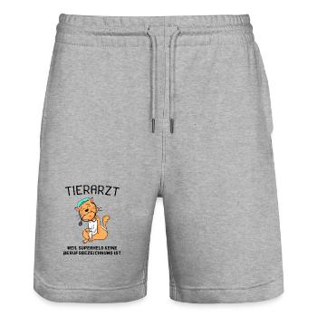 Tier Tierarzt Tiermedizin Geschenk - Stanley/Stella Unisex Bio Joggingshorts Trainer  - Grau meliert - Vorne - Nik (191cm) & Marisol (170cm)