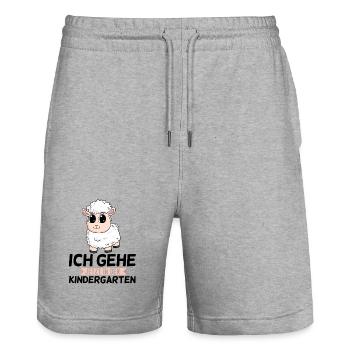 Kinder Kindergartenkind Kindergarten Geschenk - Stanley/Stella Unisex Bio Joggingshorts Trainer  - Grau meliert - Vorne - Nik (191cm) & Marisol (170cm)