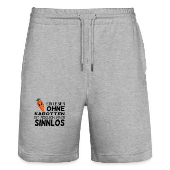 Vegan Karotte Karotten Möhre Möhren - Stanley/Stella Unisex Bio Joggingshorts Trainer  - Grau meliert - Vorne - Nik (191cm) & Marisol (170cm)
