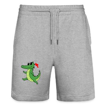 Crocodile - Short de jogging bio TRAINER Stanley/Stella unisexe - gris chiné - Devant - Nik (191cm) & Marisol (170cm)