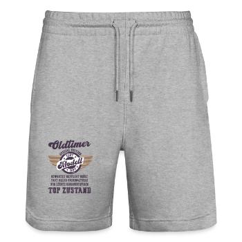 Oldtimer Modell Retro Flügel Geschenk - Stanley/Stella Unisex Bio Joggingshorts Trainer  - Grau meliert - Vorne - Nik (191cm) & Marisol (170cm)