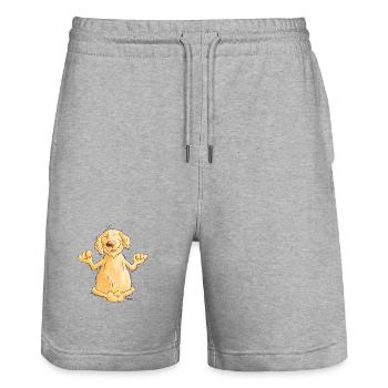 Golden Retriever Yoga I Hunde Comic - Stanley/Stella Unisex Bio Joggingshorts Trainer  - Grau meliert - Vorne - Nik (191cm) & Marisol (170cm)