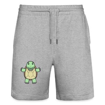 Turtle - Stanley/Stella Trainer Unisex Organic Jogging Shorts - heather grey - Front - Nik (191cm) & Marisol (170cm)