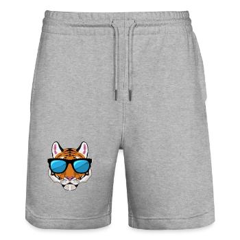 Tiger Sunglasses - Stanley/Stella Trainer Unisex Organic Jogging Shorts - heather grey - Front - Nik (191cm) & Marisol (170cm)