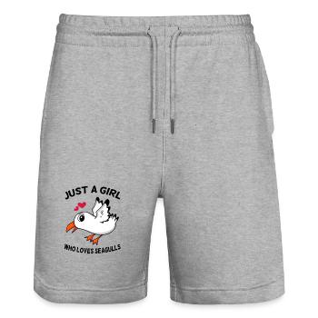 Mouette Chères Filles - Short de jogging bio TRAINER Stanley/Stella unisexe - gris chiné - Devant - Nik (191cm) & Marisol (170cm)