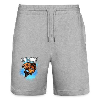 Oh Karpfen – lustiges Karpfenfischen-Design - Stanley/Stella Unisex Bio Joggingshorts Trainer  - Grau meliert - Vorne - Nik (191cm) & Marisol (170cm)