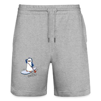 Küstenkind Pinguin - Stanley/Stella Unisex Bio Joggingshorts Trainer  - Grau meliert - Vorne - Nik (191cm) & Marisol (170cm)