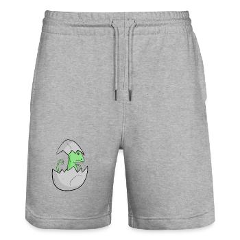 Bébé caméléon - Short de jogging bio TRAINER Stanley/Stella unisexe - gris chiné - Devant - Nik (191cm) & Marisol (170cm)