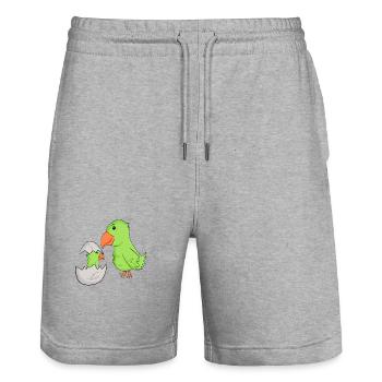 Papagei mit Baby Papagei - Stanley/Stella Unisex Bio Joggingshorts Trainer  - Grau meliert - Vorne - Nik (191cm) & Marisol (170cm)