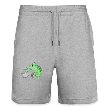 Caméléon avec bébé caméléon - Short de jogging bio TRAINER Stanley/Stella unisexe - gris chiné - Devant - Nik (191cm) & Marisol (170cm)