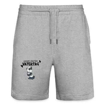Vatertag - erster Vatertag Geschenk - Stanley/Stella Unisex Bio Joggingshorts Trainer  - Grau meliert - Vorne - Nik (191cm) & Marisol (170cm)