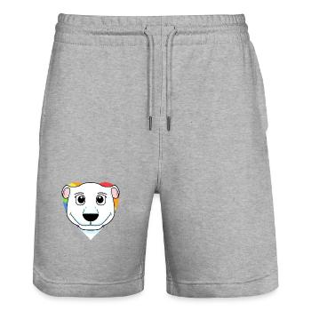 LGBT Tier Eisbär Regenbogen Herz - Stanley/Stella Unisex Bio Joggingshorts Trainer  - Grau meliert - Vorne - Nik (191cm) & Marisol (170cm)
