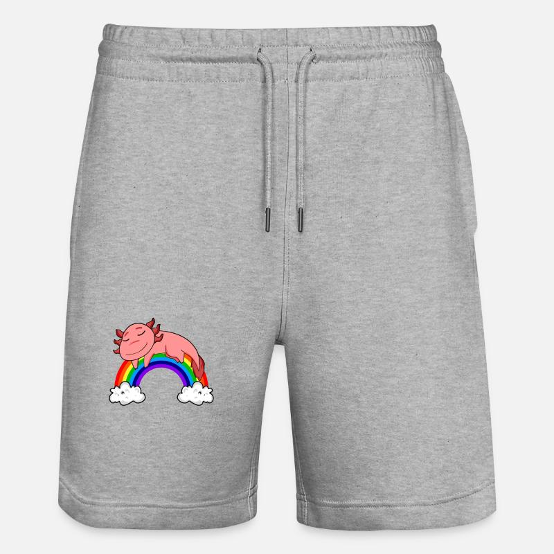 Arc-en-ciel Axolotl - Short de jogging bio TRAINER Stanley/Stella unisexe - gris chiné