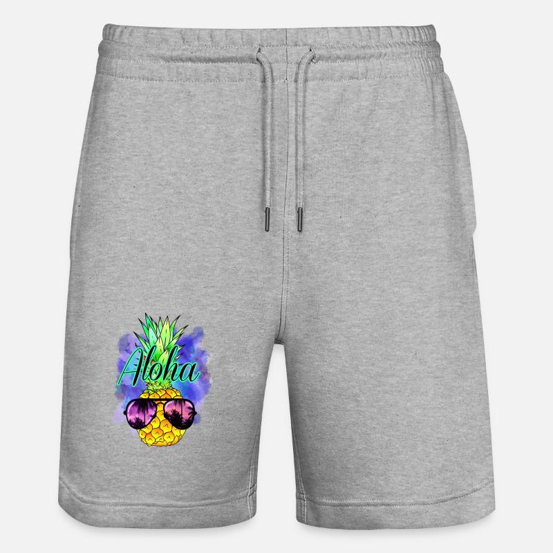 Aloha Ananas - Stanley/Stella Unisex Bio Joggingshorts Trainer  - Grau meliert