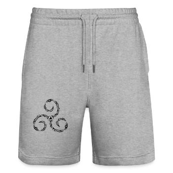 Triskèle Tribal Celte Breton - Short de jogging bio TRAINER Stanley/Stella unisexe - gris chiné - Devant - Nik (191cm) & Marisol (170cm)