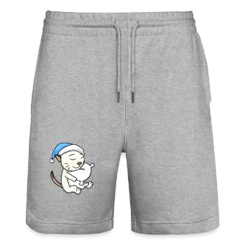 Katze Katzenrasse Colorpoint Shorthair - Stanley/Stella Unisex Bio Joggingshorts Trainer  - Grau meliert - Vorne - Nik (191cm) & Marisol (170cm)