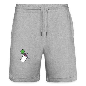 cadeau de pattes de chat à pétales de trèfle à quatre feuilles - Short de jogging bio TRAINER Stanley/Stella unisexe - gris chiné - Devant - Nik (191cm) & Marisol (170cm)