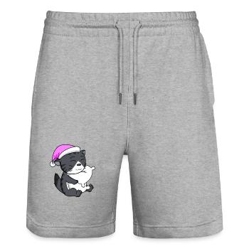 Katze Katzenrasse Norwegische Waldkatze - Stanley/Stella Unisex Bio Joggingshorts Trainer  - Grau meliert - Vorne - Nik (191cm) & Marisol (170cm)