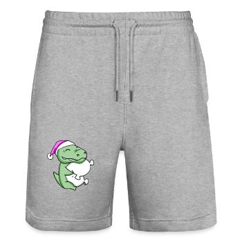 Crocodile with pillow and sleeping cap - Stanley/Stella Trainer Unisex Organic Jogging Shorts - heather grey - Front - Nik (191cm) & Marisol (170cm)