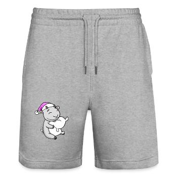Goat with pillow and sleeping cap - Stanley/Stella Trainer Unisex Organic Jogging Shorts - heather grey - Front - Nik (191cm) & Marisol (170cm)