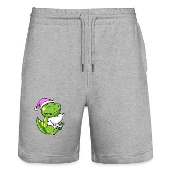 Dinosaur with pillow and sleeping cap - Stanley/Stella Trainer Unisex Organic Jogging Shorts - heather grey - Front - Nik (191cm) & Marisol (170cm)