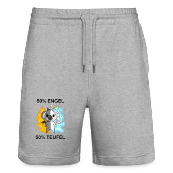 Koala - Engel und Teufel - Stanley/Stella Unisex Bio Joggingshorts Trainer  - Grau meliert - Vorne - Nik (191cm) & Marisol (170cm)