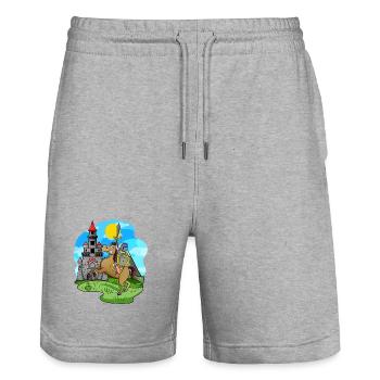Ritter Pferd Burg für Kinder - Stanley/Stella Unisex Bio Joggingshorts Trainer  - Grau meliert - Vorne - Nik (191cm) & Marisol (170cm)