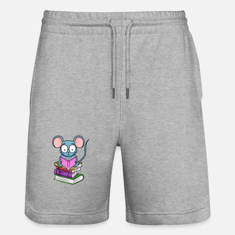 Read Book Books Reader Gift - Stanley/Stella Trainer Unisex Organic Jogging Shorts - heather grey