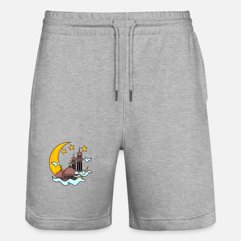 Moschee mit Halbmond - Stanley/Stella Unisex Bio Joggingshorts Trainer  - Grau meliert