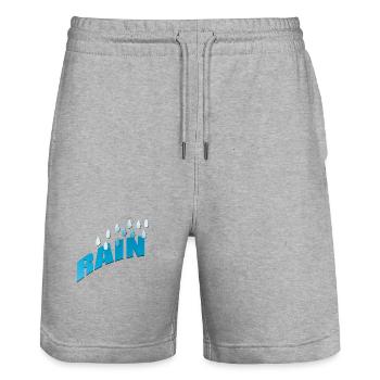 Rain Rain Raindrops Blue gradient - Stanley/Stella Trainer Unisex Organic Jogging Shorts - heather grey - Front - Nik (191cm) & Marisol (170cm)