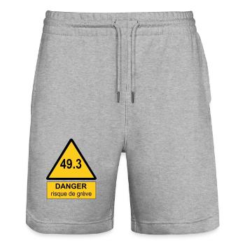 49.3 danger - Short de jogging bio TRAINER Stanley/Stella unisexe - gris chiné - Devant - Nik (191cm) & Marisol (170cm)