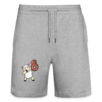 8 Jahre Kinder Geburtstag Geschenk - Stanley/Stella Unisex Bio Joggingshorts Trainer  - Grau meliert - Vorne - Nik (191cm) & Marisol (170cm)