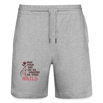 May Your Day Be As Amazing Nail Aunt - Stanley/Stella Trainer Unisex Organic Jogging Shorts - heather grey - Front - Nik (191cm) & Marisol (170cm)