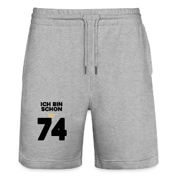 74 Geburtstag - 74 Jahre mit Krone - Stanley/Stella Unisex Bio Joggingshorts Trainer  - Grau meliert - Vorne - Nik (191cm) & Marisol (170cm)