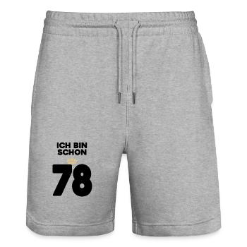 78 Geburtstag - 78 Jahre mit Krone - Stanley/Stella Unisex Bio Joggingshorts Trainer  - Grau meliert - Vorne - Nik (191cm) & Marisol (170cm)