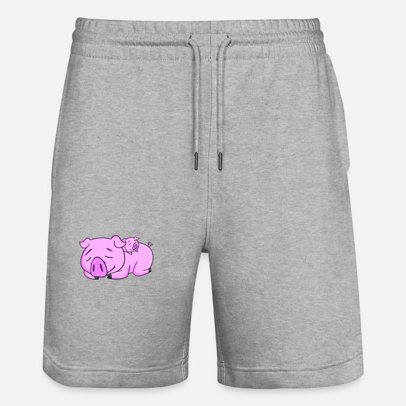 Cochon avec bébé cochon - Short de jogging bio TRAINER Stanley/Stella unisexe - gris chiné