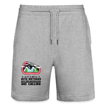 Wandern 40. Geburtstag Wanderer 40 Jahre alt - Stanley/Stella Unisex Bio Joggingshorts Trainer  - Grau meliert - Vorne - Nik (191cm) & Marisol (170cm)