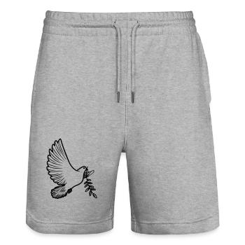 Transparente Friedenstaube mit Lorbeerzweig Friedenstaube - Stanley/Stella Unisex Bio Joggingshorts Trainer  - Grau meliert - Vorne - Nik (191cm) & Marisol (170cm)