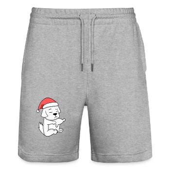 Pyrenean Mountain Dog Dog Christmas Sleep Tired - Stanley/Stella Trainer Unisex Organic Jogging Shorts - heather grey - Front - Nik (191cm) & Marisol (170cm)