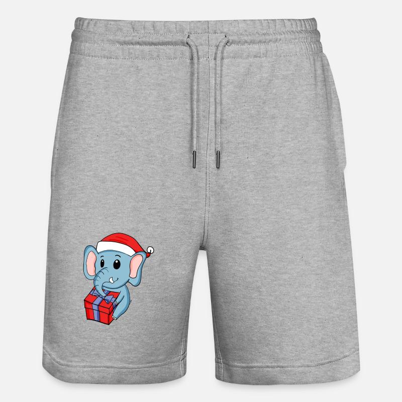 Weihnachten Elefant mit Geschenke - Stanley/Stella Unisex Bio Joggingshorts Trainer - Grau meliert